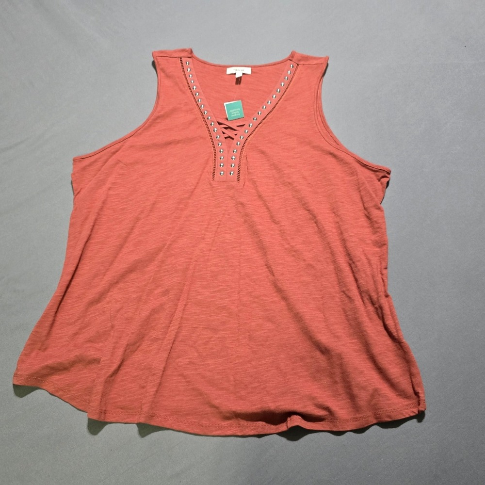 new Maurices Tank Top Womens 1X Terracotta Orange Grommet